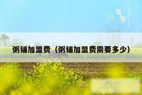 粥铺加盟费(粥铺加盟费需要多少)