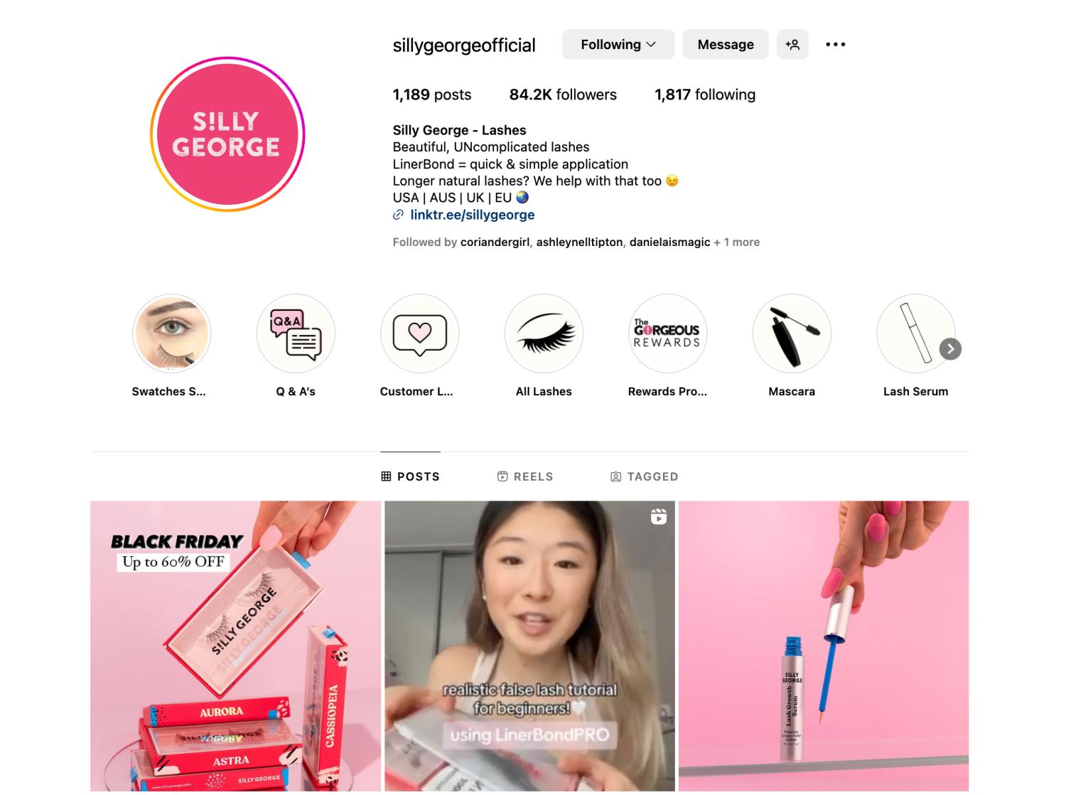 Silly George的Instagram主页的桌面视图