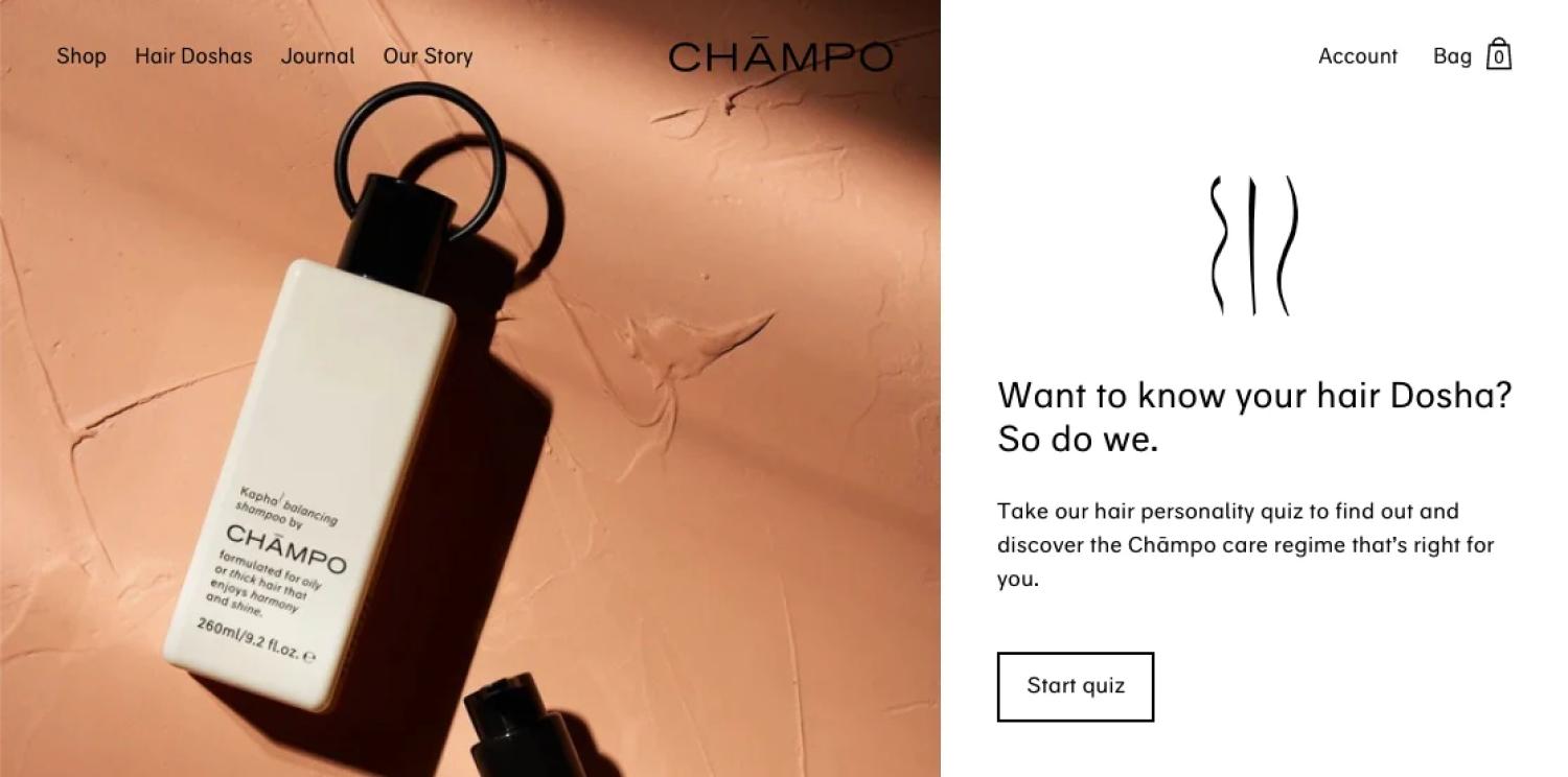 Champo网站上的发质测试截图。