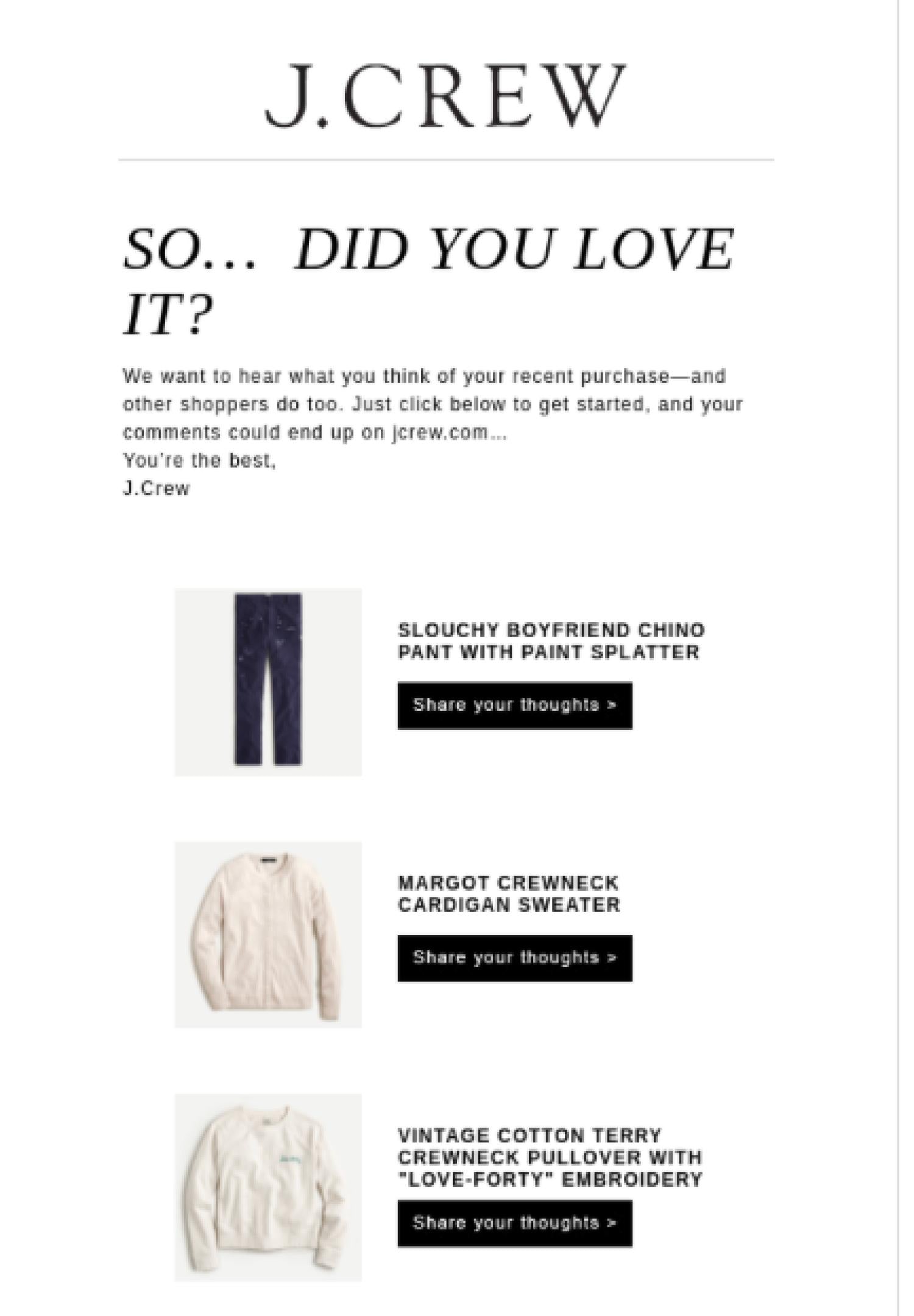J Crew新客户电子邮件