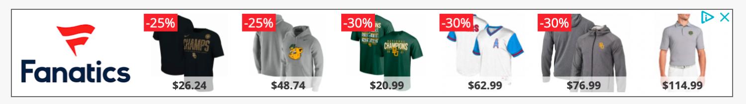 Fanatics的标准再营销广告示例