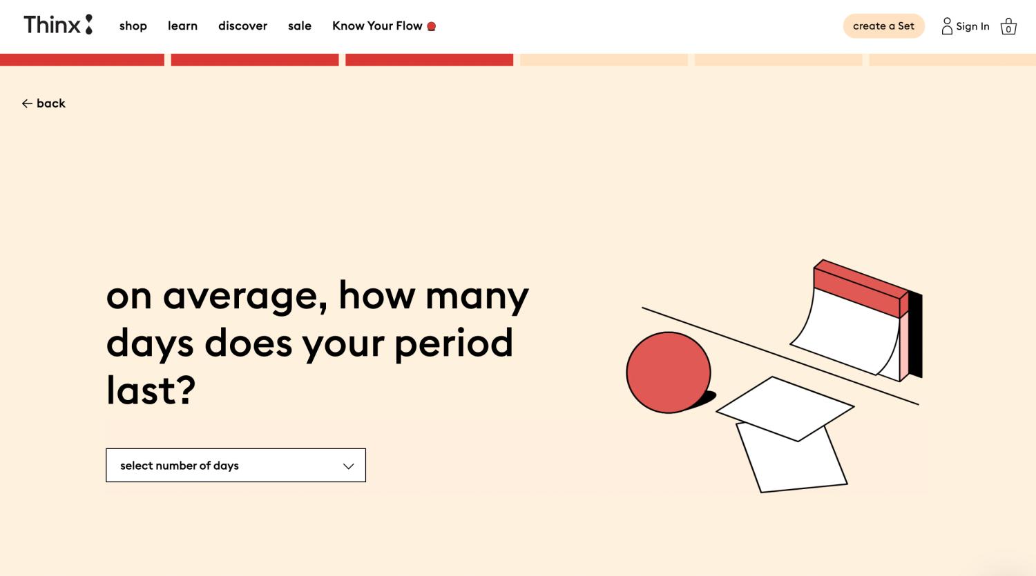 Thinx的“Know Your Flow”测试界面截图。