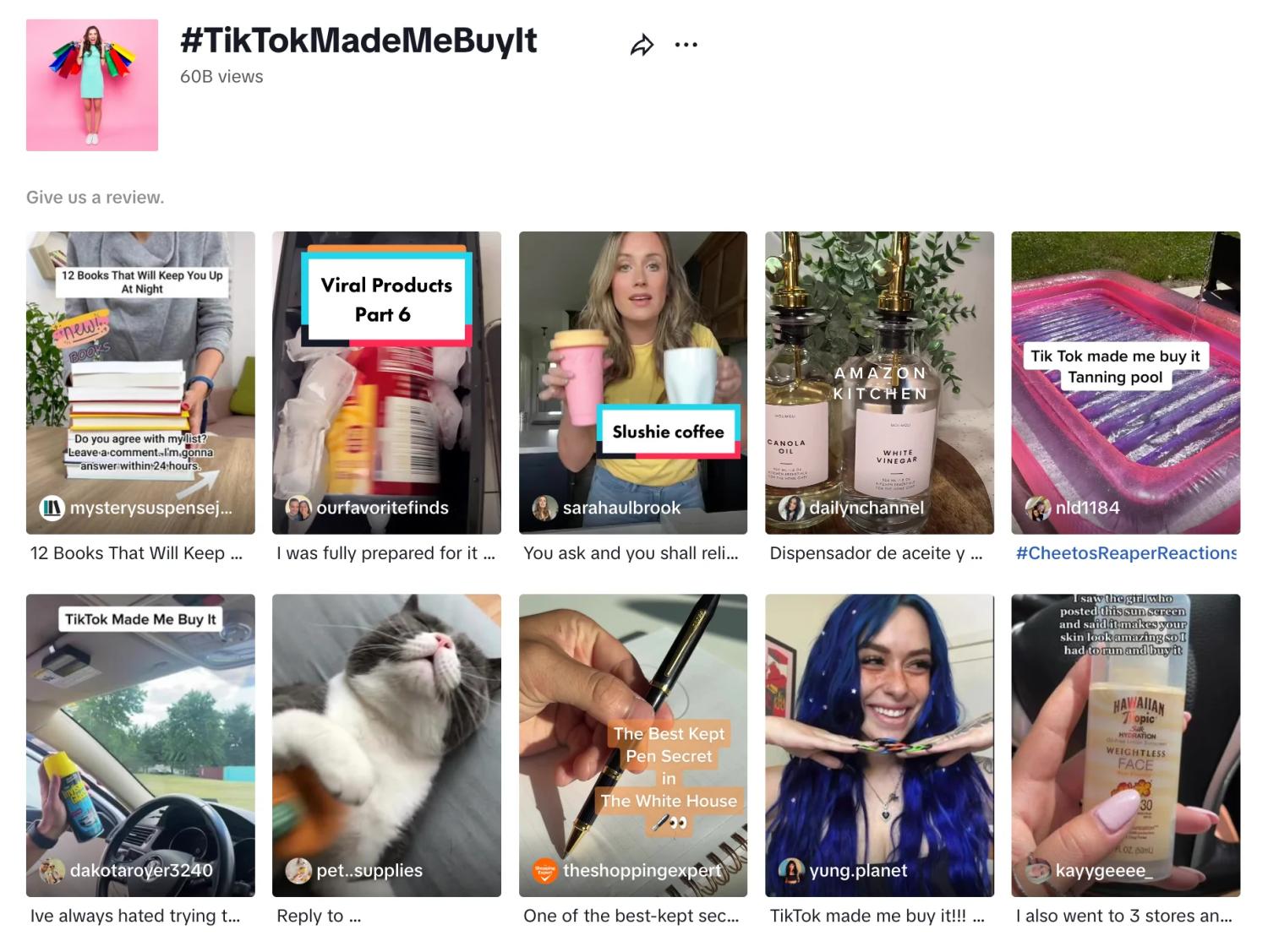 TikTok上显示#tiktokmademebuyit标签的搜索结果