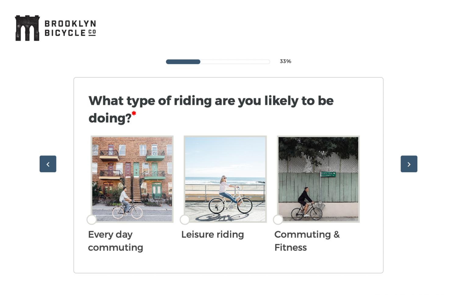 Brooklyn Bicycle Co.网站上的电商测试截图。